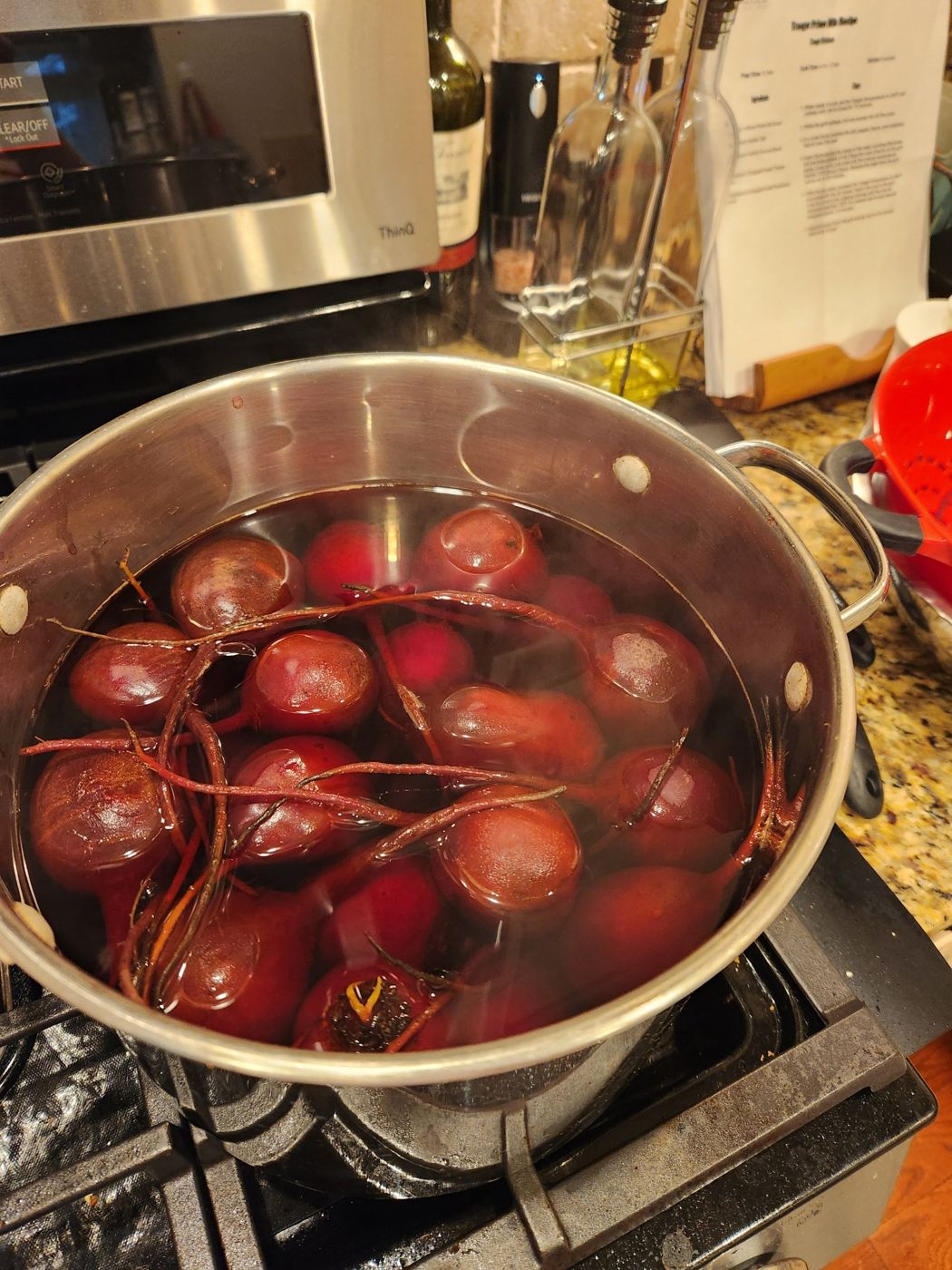 Beets from Gathering Springs Farm simmering on the stove