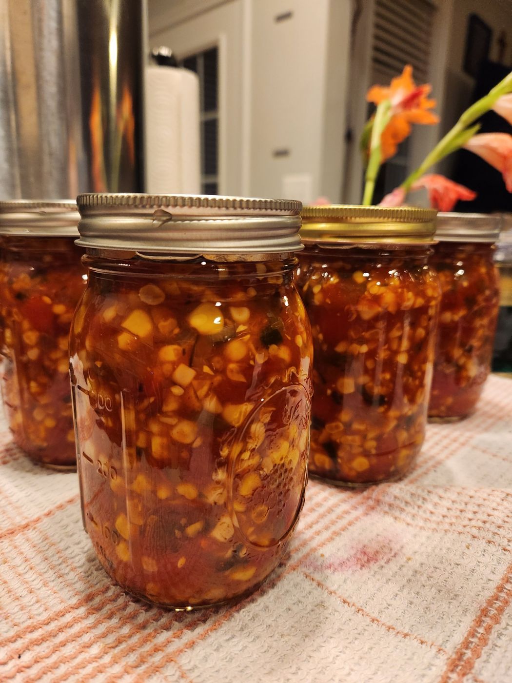 Corn Salsa, fresh out of the canner